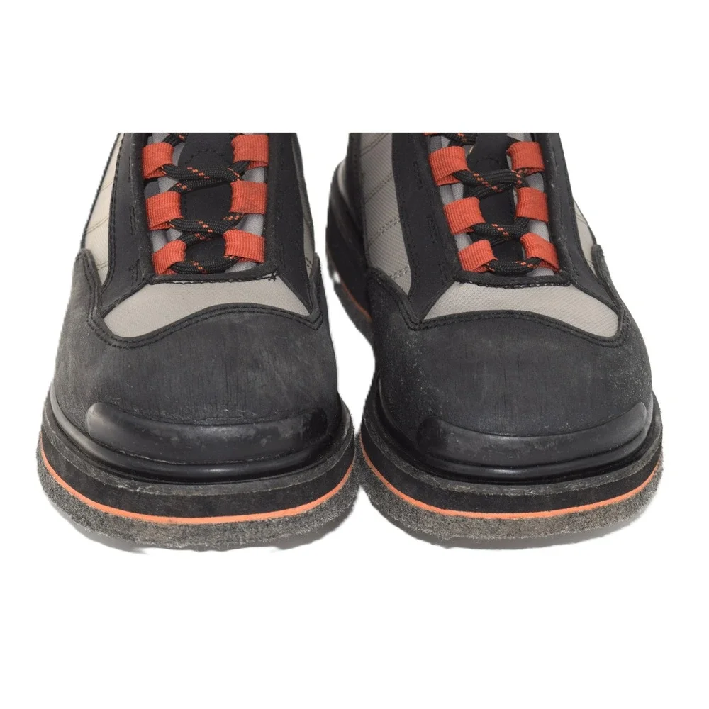 Simms Wading Boots Mens Black Grey Orange Good Felt Sole Fly Fishing Gear
